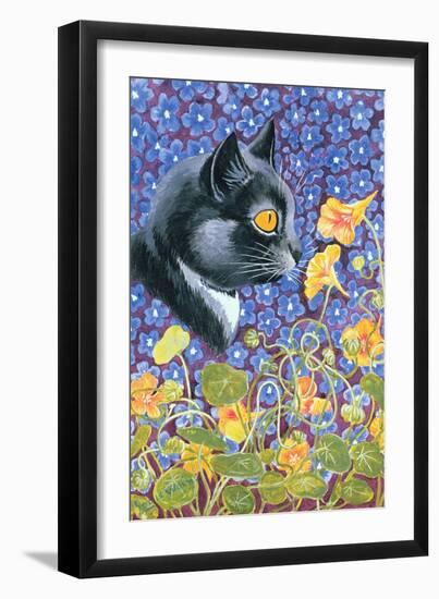 A Cat in a Sea of Flowers-Louis Wain-Framed Giclee Print