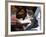 A Cat Joins its Owner Reading a Book at a Tokyo Cafe-null-Framed Photographic Print