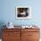 A Cat Joins its Owner Reading a Book at a Tokyo Cafe-null-Framed Photographic Print displayed on a wall