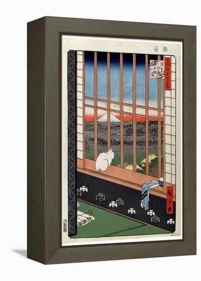 A Cat Sitting on the Window Seat, 19th Century-Ando Hiroshige-Framed Premier Image Canvas