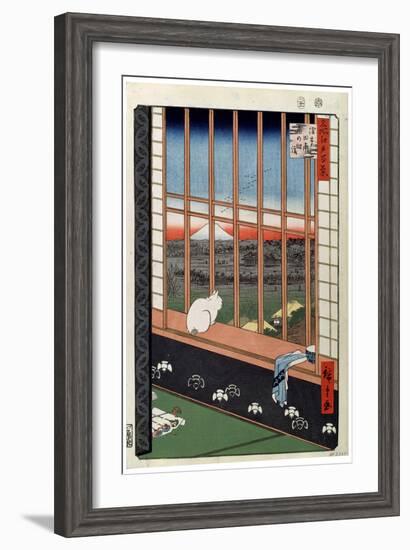 A Cat Sitting on the Window Seat, 19th Century-Ando Hiroshige-Framed Premium Giclee Print