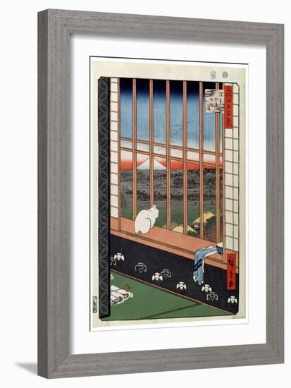 A Cat Sitting on the Window Seat, 19th Century-Ando Hiroshige-Framed Premium Giclee Print