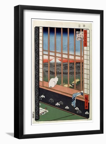 A Cat Sitting on the Window Seat, 19th Century-Ando Hiroshige-Framed Premium Giclee Print