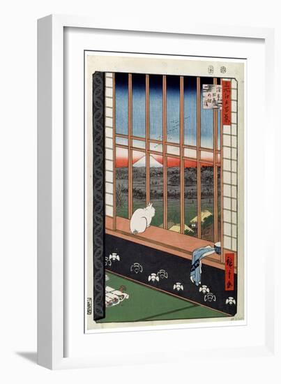 A Cat Sitting on the Window Seat, 19th Century-Ando Hiroshige-Framed Premium Giclee Print