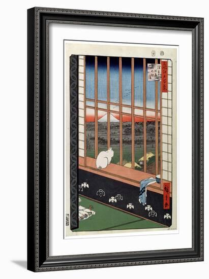 A Cat Sitting on the Window Seat, 19th Century-Ando Hiroshige-Framed Premium Giclee Print