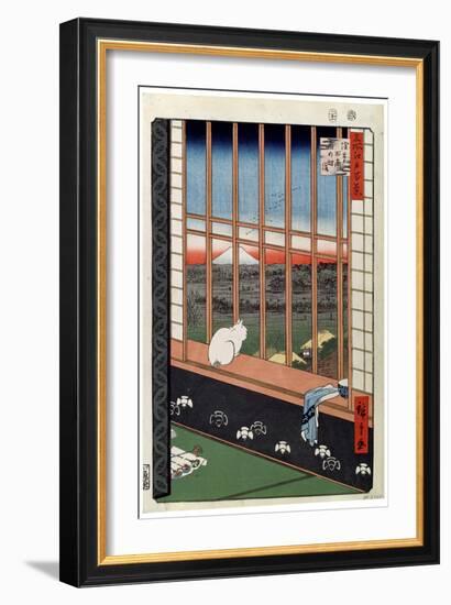 A Cat Sitting on the Window Seat, 19th Century-Ando Hiroshige-Framed Premium Giclee Print