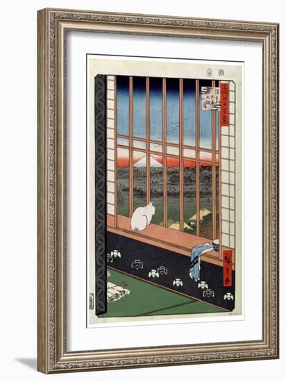 A Cat Sitting on the Window Seat, 19th Century-Ando Hiroshige-Framed Giclee Print