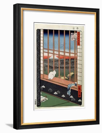 A Cat Sitting on the Window Seat, 19th Century-Ando Hiroshige-Framed Giclee Print