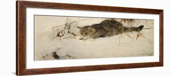 A Cat Stalking a Mouse in the Snow, 1892-Bruno Andreas Liljefors-Framed Giclee Print