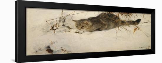 A Cat Stalking a Mouse in the Snow, 1892-Bruno Andreas Liljefors-Framed Giclee Print
