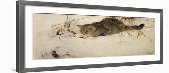 A Cat Stalking a Mouse in the Snow, 1892-Bruno Andreas Liljefors-Framed Giclee Print