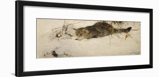 A Cat Stalking a Mouse in the Snow, 1892-Bruno Andreas Liljefors-Framed Giclee Print