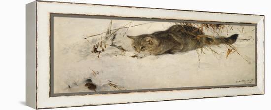 A Cat Stalking a Mouse in the Snow, 1892-Bruno Andreas Liljefors-Framed Premier Image Canvas