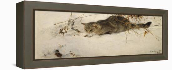 A Cat Stalking a Mouse in the Snow, 1892-Bruno Andreas Liljefors-Framed Premier Image Canvas