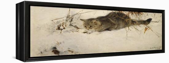 A Cat Stalking a Mouse in the Snow, 1892-Bruno Andreas Liljefors-Framed Premier Image Canvas