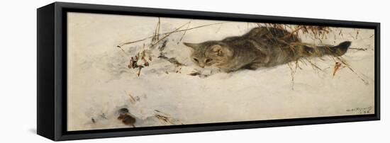 A Cat Stalking a Mouse in the Snow, 1892-Bruno Andreas Liljefors-Framed Premier Image Canvas