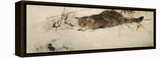 A Cat Stalking a Mouse in the Snow, 1892-Bruno Andreas Liljefors-Framed Premier Image Canvas