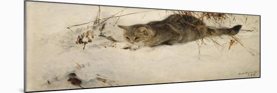 A Cat Stalking a Mouse in the Snow-Bruno Liljefors-Mounted Giclee Print