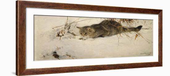 A Cat Stalking a Mouse in the Snow-Bruno Liljefors-Framed Giclee Print