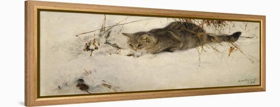 A Cat Stalking a Mouse in the Snow-Bruno Liljefors-Framed Premier Image Canvas