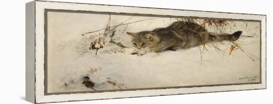 A Cat Stalking a Mouse in the Snow-Bruno Liljefors-Framed Premier Image Canvas