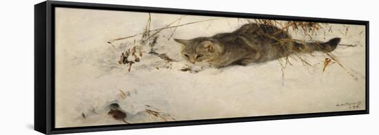 A Cat Stalking a Mouse in the Snow-Bruno Liljefors-Framed Premier Image Canvas