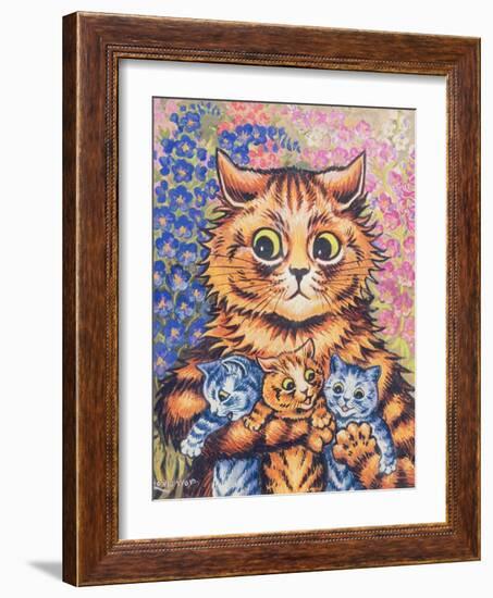 A Cat with her Kittens-Louis Wain-Framed Giclee Print