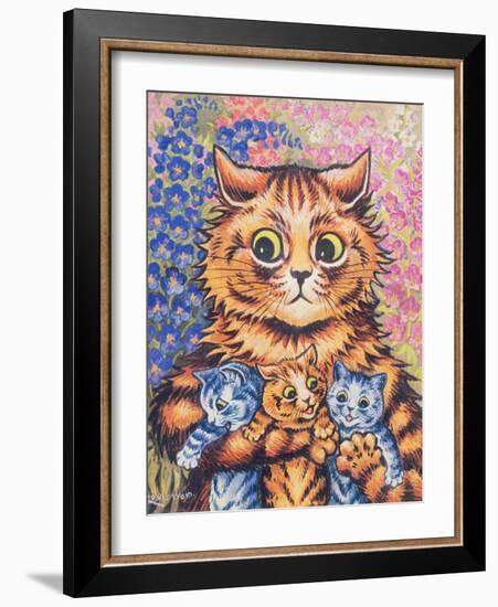 A Cat with her Kittens-Louis Wain-Framed Giclee Print