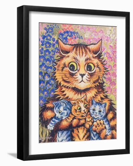 A Cat with her Kittens-Louis Wain-Framed Giclee Print