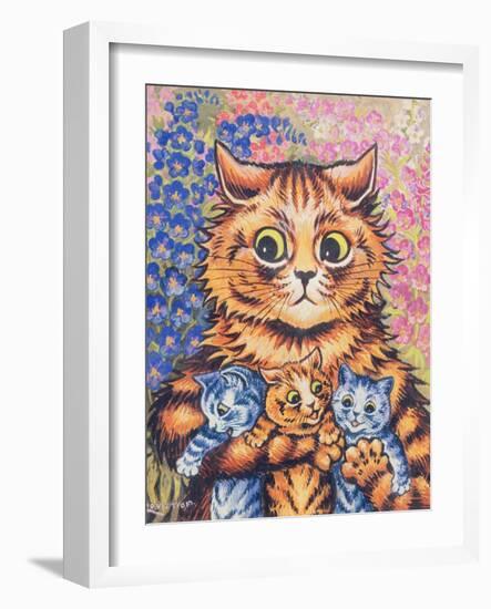 A Cat with her Kittens-Louis Wain-Framed Giclee Print