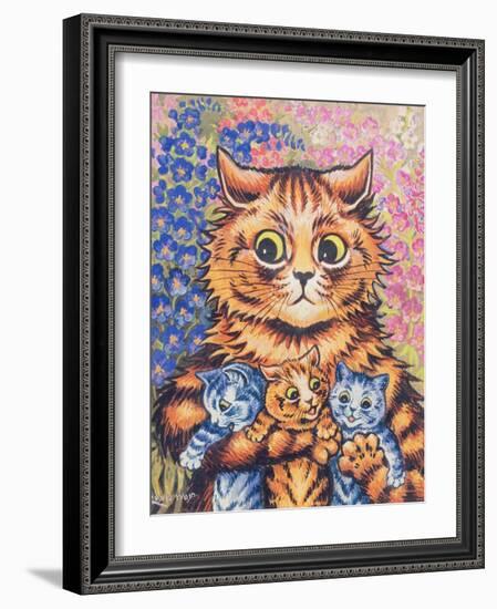 A Cat with her Kittens-Louis Wain-Framed Premium Giclee Print
