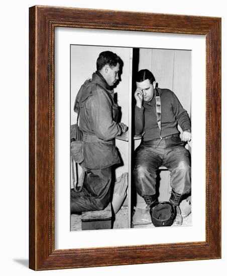 A Catholic Chaplain Hears the Confession of a Young Private after Services-null-Framed Photographic Print