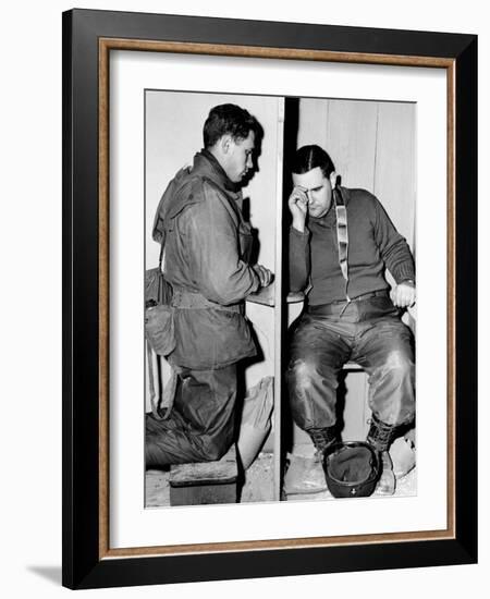 A Catholic Chaplain Hears the Confession of a Young Private after Services-null-Framed Photographic Print