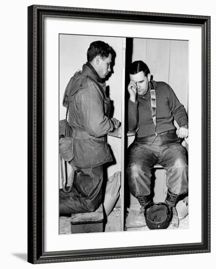 A Catholic Chaplain Hears the Confession of a Young Private after Services-null-Framed Photographic Print