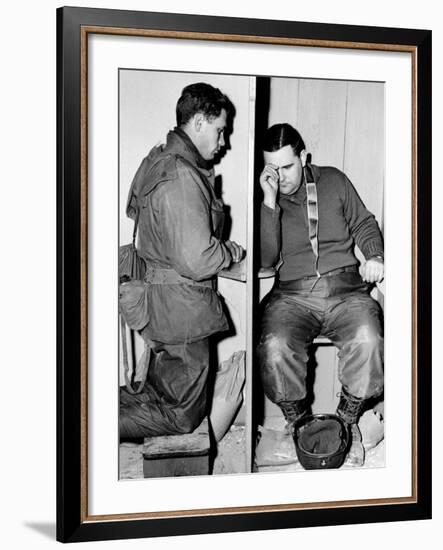 A Catholic Chaplain Hears the Confession of a Young Private after Services-null-Framed Photographic Print