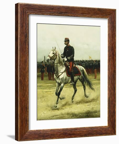 A Cavalry Officer Passing Troops, 1885-Jean-Baptiste Edouard Detaille-Framed Giclee Print