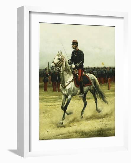 A Cavalry Officer Passing Troops, 1885-Jean-Baptiste Edouard Detaille-Framed Giclee Print