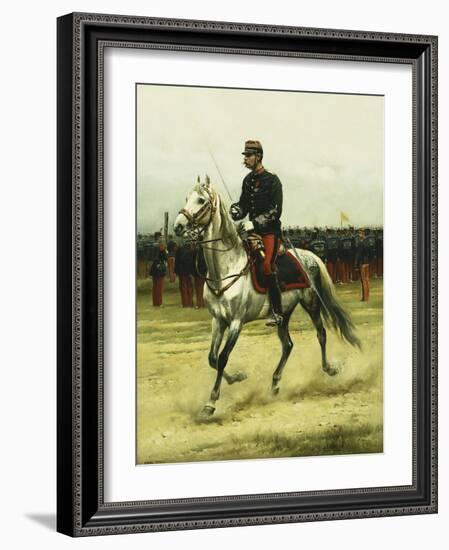 A Cavalry Officer Passing Troops, 1885-Jean-Baptiste Edouard Detaille-Framed Giclee Print