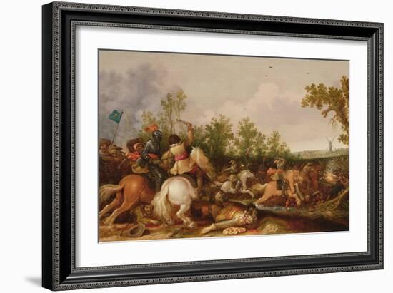 A Cavalry Skirmish (Oil on Panel)-Jan Asselyn-Framed Giclee Print