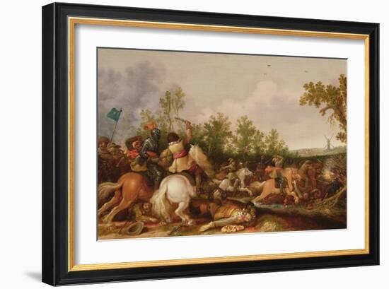 A Cavalry Skirmish (Oil on Panel)-Jan Asselyn-Framed Giclee Print