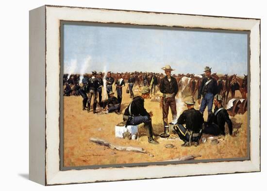 A Cavalryman's Breakfast on the Plains-Frederic Sackrider Remington-Framed Stretched Canvas