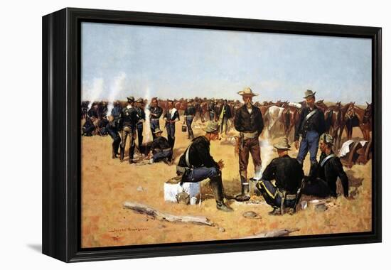 A Cavalryman's Breakfast on the Plains-Frederic Sackrider Remington-Framed Stretched Canvas