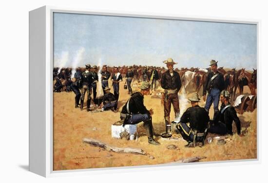 A Cavalryman's Breakfast on the Plains-Frederic Sackrider Remington-Framed Stretched Canvas