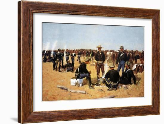 A Cavalryman's Breakfast on the Plains-Frederic Sackrider Remington-Framed Art Print