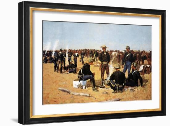 A Cavalryman's Breakfast on the Plains-Frederic Sackrider Remington-Framed Art Print