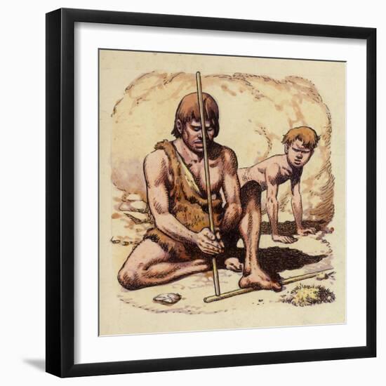 A Caveman Discovers Fire-Pat Nicolle-Framed Giclee Print