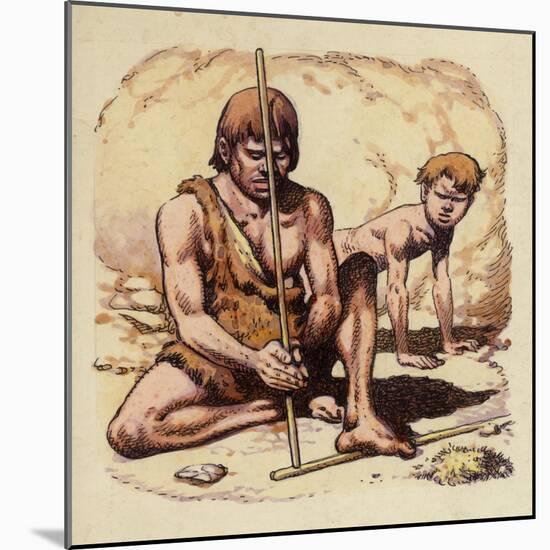 A Caveman Discovers Fire-Pat Nicolle-Mounted Giclee Print
