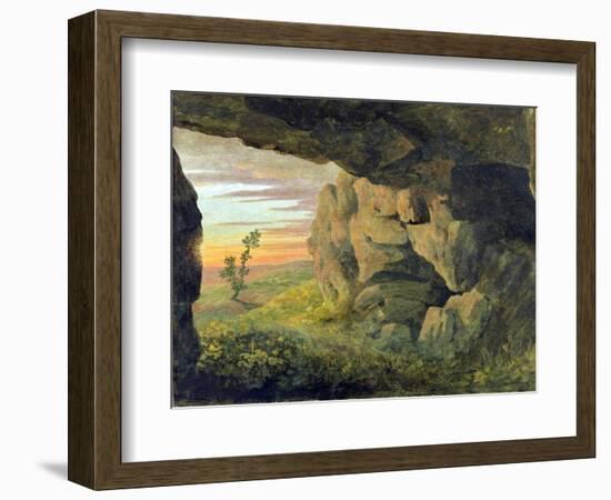 A Cavern near to St. Agnese without the Porta Pia (Oil on Paper)-Thomas Jones-Framed Giclee Print