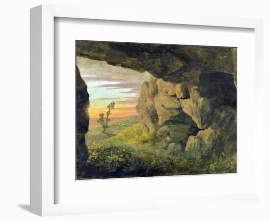 A Cavern near to St. Agnese without the Porta Pia (Oil on Paper)-Thomas Jones-Framed Giclee Print