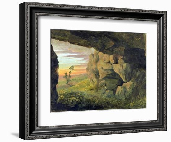 A Cavern near to St. Agnese without the Porta Pia (Oil on Paper)-Thomas Jones-Framed Giclee Print